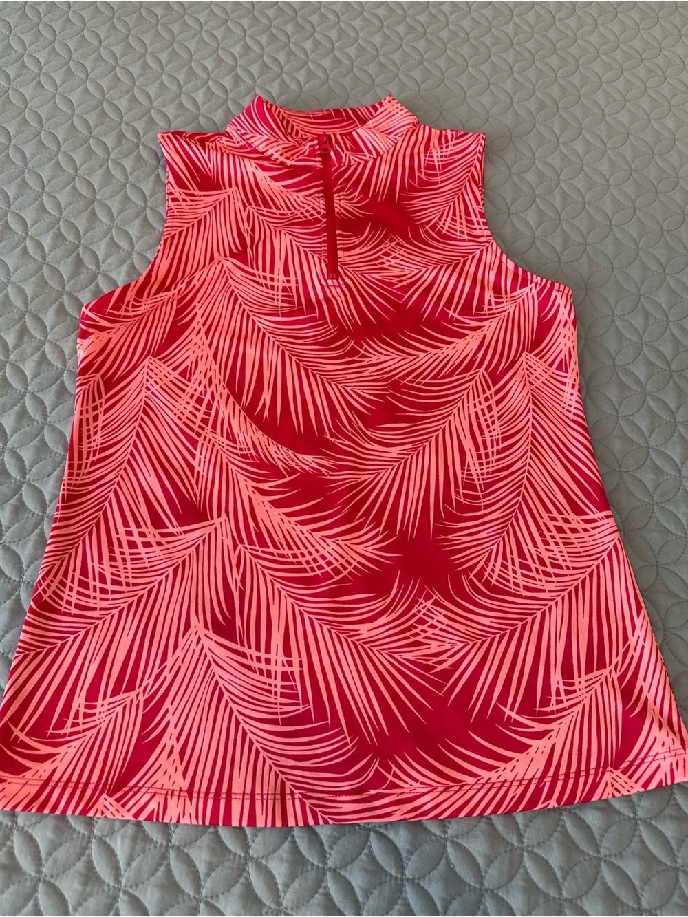 Tommy Bahama Mock Neck Palm-Print Sleeveless Tank Top